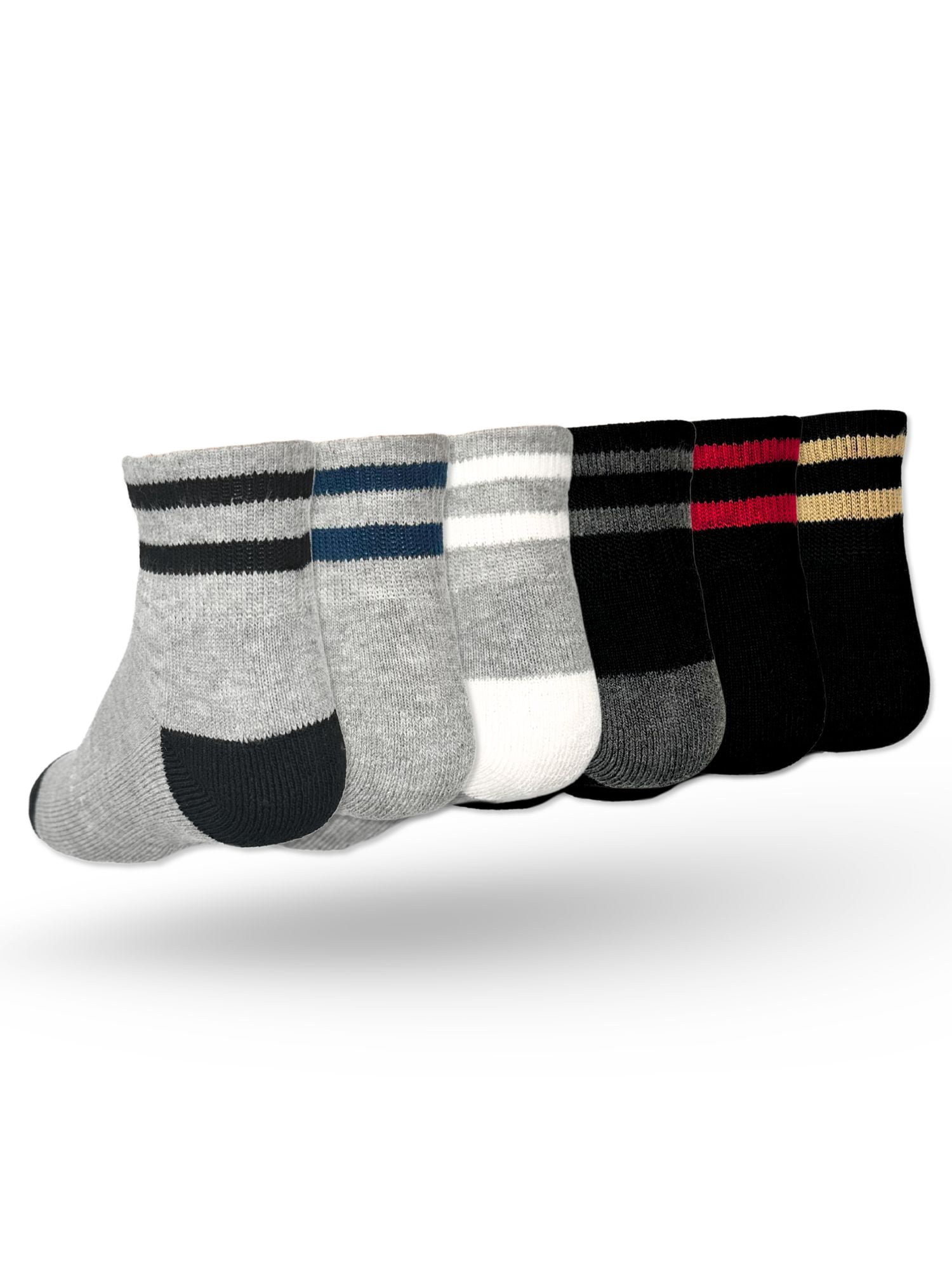 Wonder Nation Boys Sport Ankle Socks, 6-Pack, Sizes S-L