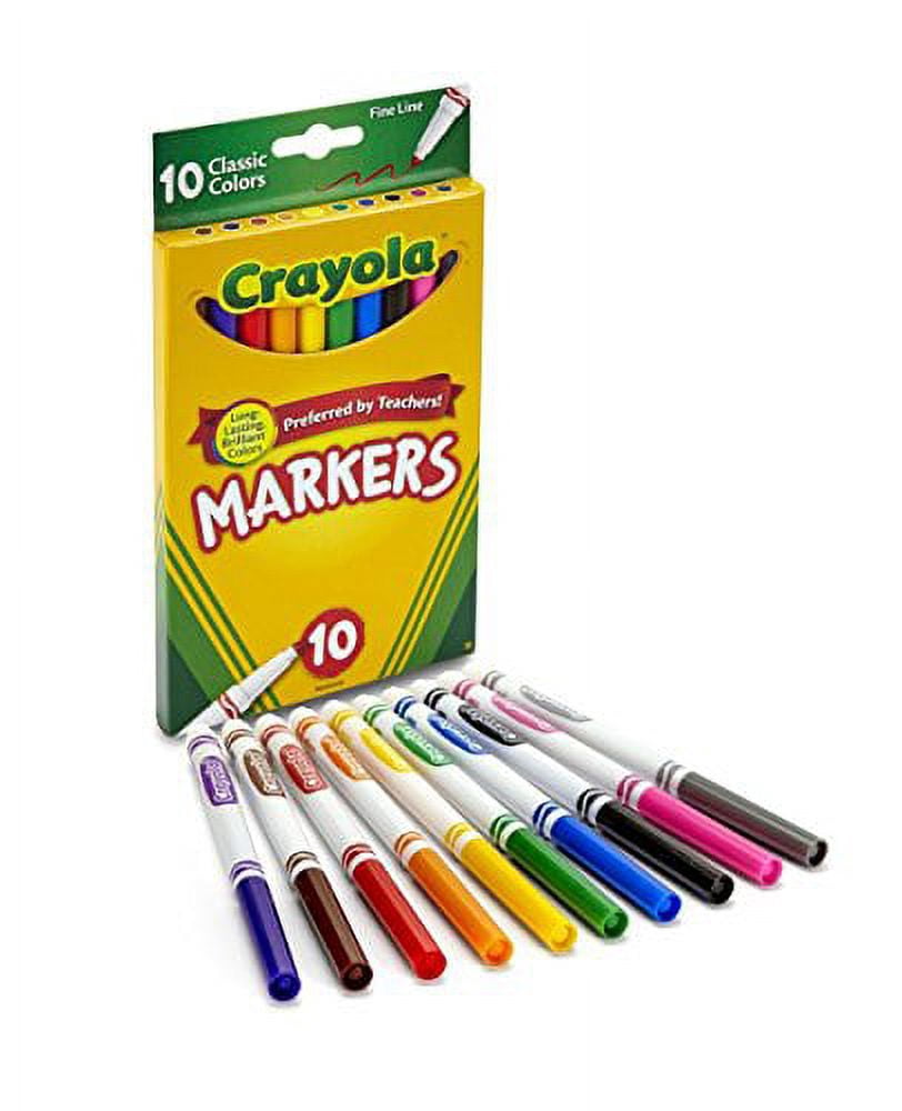 Crayola Classic Fine Line Markers Water Soluble And Water Based 10 Count (Pack Of 24)