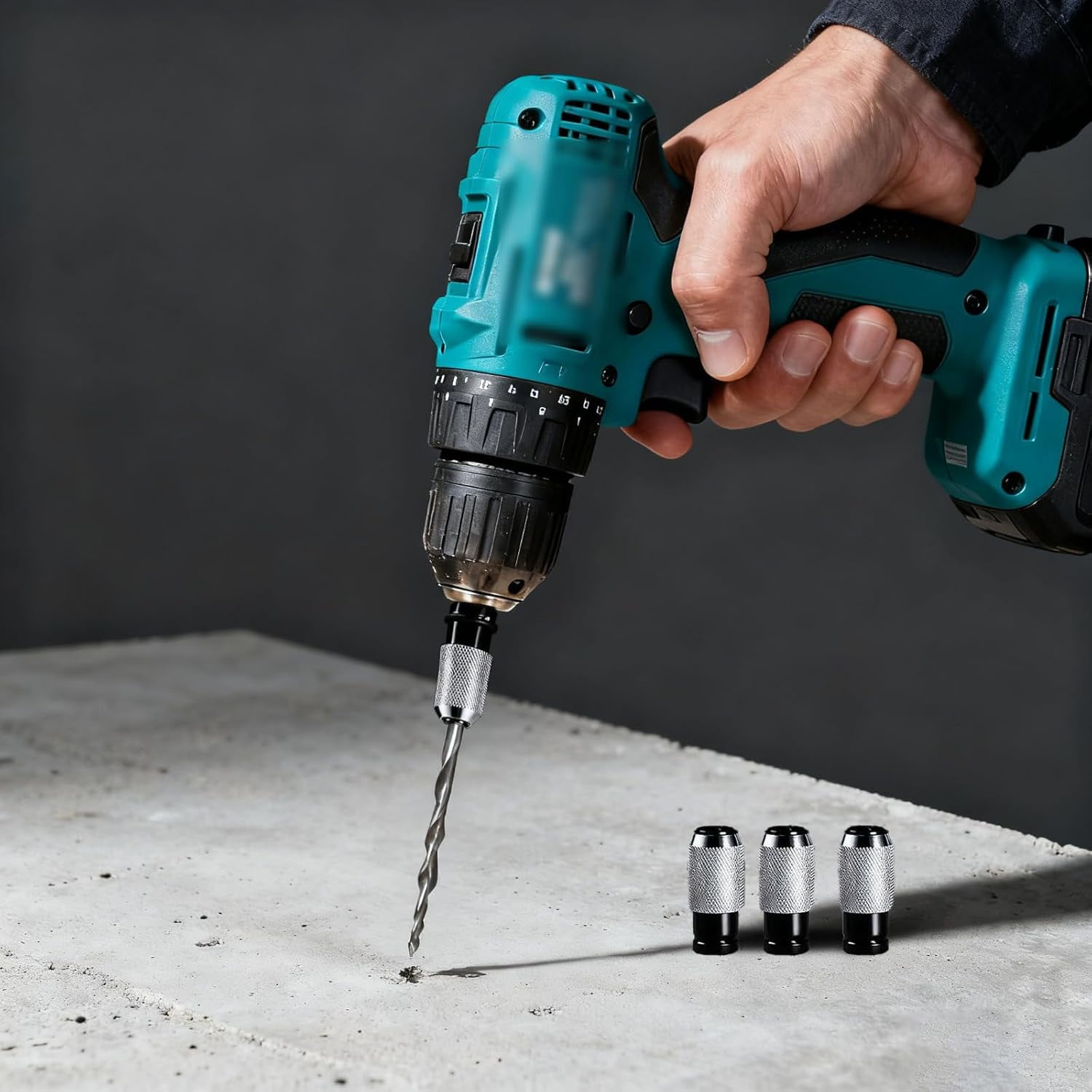 Rotary Hammer Adapter, Impact Drill Bits Set, Quick Release Adapters Converter, Multi-Functional Electric Hammer to Drill Converter with Adapter And Bits for Concrete, Brick, Stone (Grey)