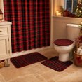 thumbnail image 4 of Christmas Bathroom Decor Set with Waterproof Polyester Shower Curtain, Bath Mat, U-Shaped Toilet Rug, and Seat Cover in Red Plaid, 4 of 8