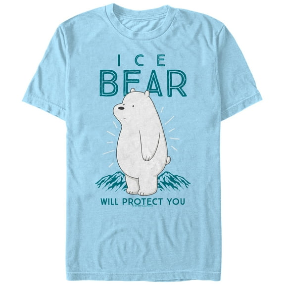 Men's We Bare Bears Ice Bear Will Protect You  Graphic Tee Light Blue Large