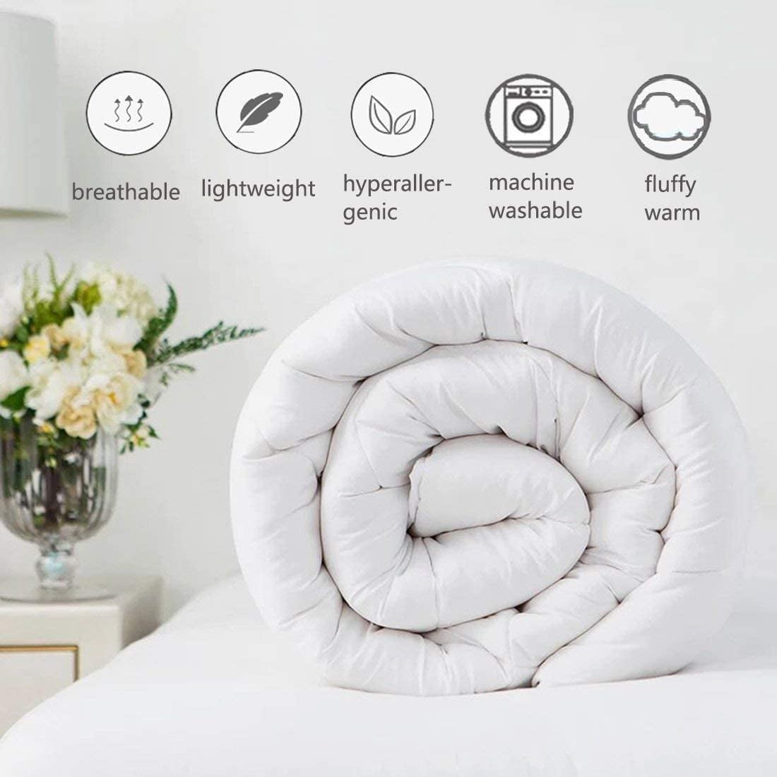 EASYCOT Luxurious Feather Down Alternative Comforter, Hotel Collection Duvet Insert Comforter for All Season,100% Soft Egyptian Cotton Shell with Corner Tabs 400 GSM Black , California King