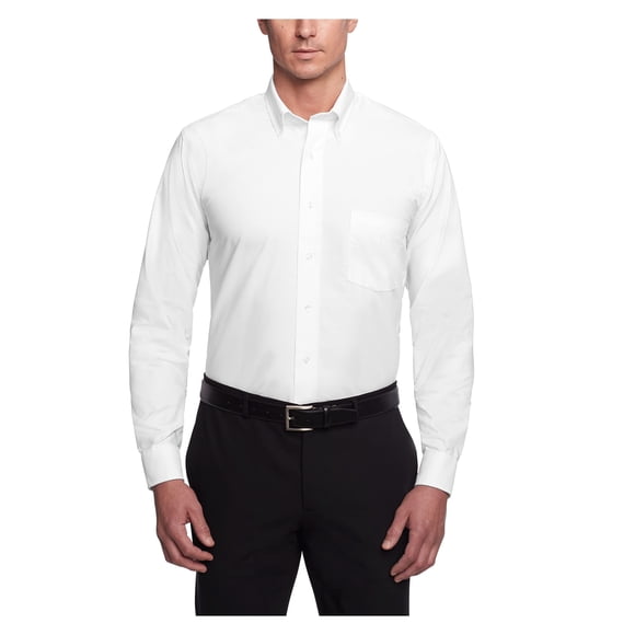 Camisa Van Heusen, vestido Oxford de corte regular, blanco liso, para hombre