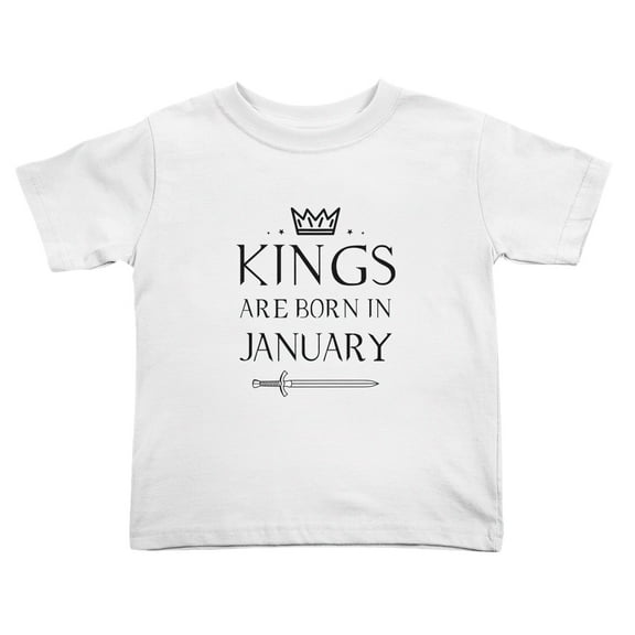 Kings Are Born In January Funny Toddler T-Shirts for Boys Girls (White, Youth L)