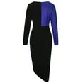 thumbnail image 5 of Herrnalise Women's Colorblocking Sexy Long Sleeve Wrap Dresses S-3XL, 5 of 6