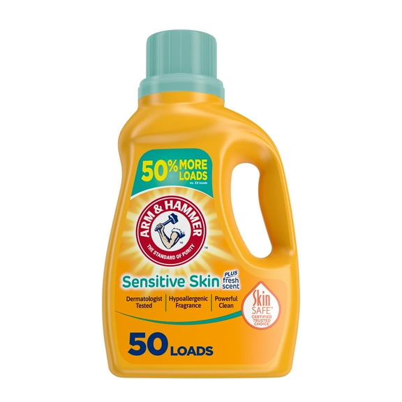 Arm & Hammer Sensitive Skin Plus Fresh Scent, 50 Loads Liquid Laundry Detergent, 50 Fl oz
