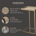 thumbnail image 4 of COZAYH Farmhouse C Table Couch Metal End Table with Woven Pattern Tray Top, Gold, 4 of 9
