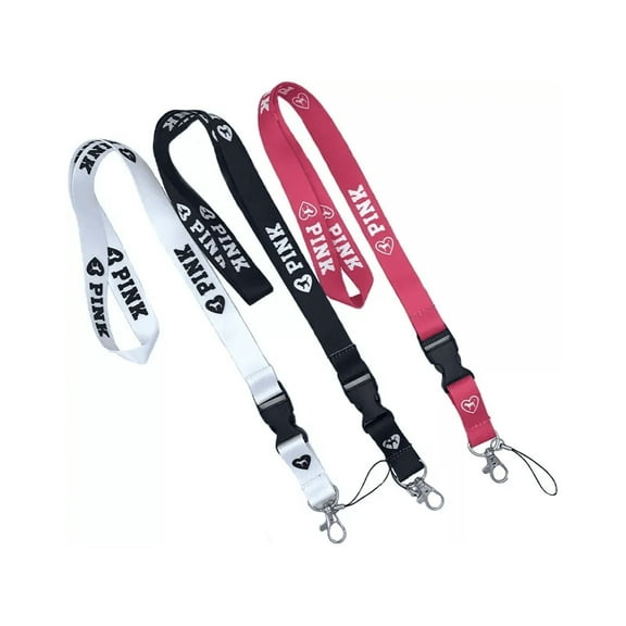 Lanyard 3 Pack Fashion Neck - Lanyard for Keys Phones Keychains Bags Accessories- 3 Pack Red and Pink and White with Quick Release Buckle