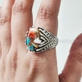 thumbnail image 6 of Oyster Copper Turquoise Mans Ring, Natural Turquoise Ring, Silver Jewelry, 925 Silver Ring, Birthday Gift, Heavy Mens Ring, Arabic Design, Ottoman Style Ring, Christmas, Turkey Mens Signet Ring, 6 of 7