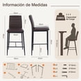 thumbnail image 3 of Set of 2 Bancos Alto, con Respaldo y Reposapié, Color Marrón HOMEMAKE FURNITURE Moderno, 3 of 6