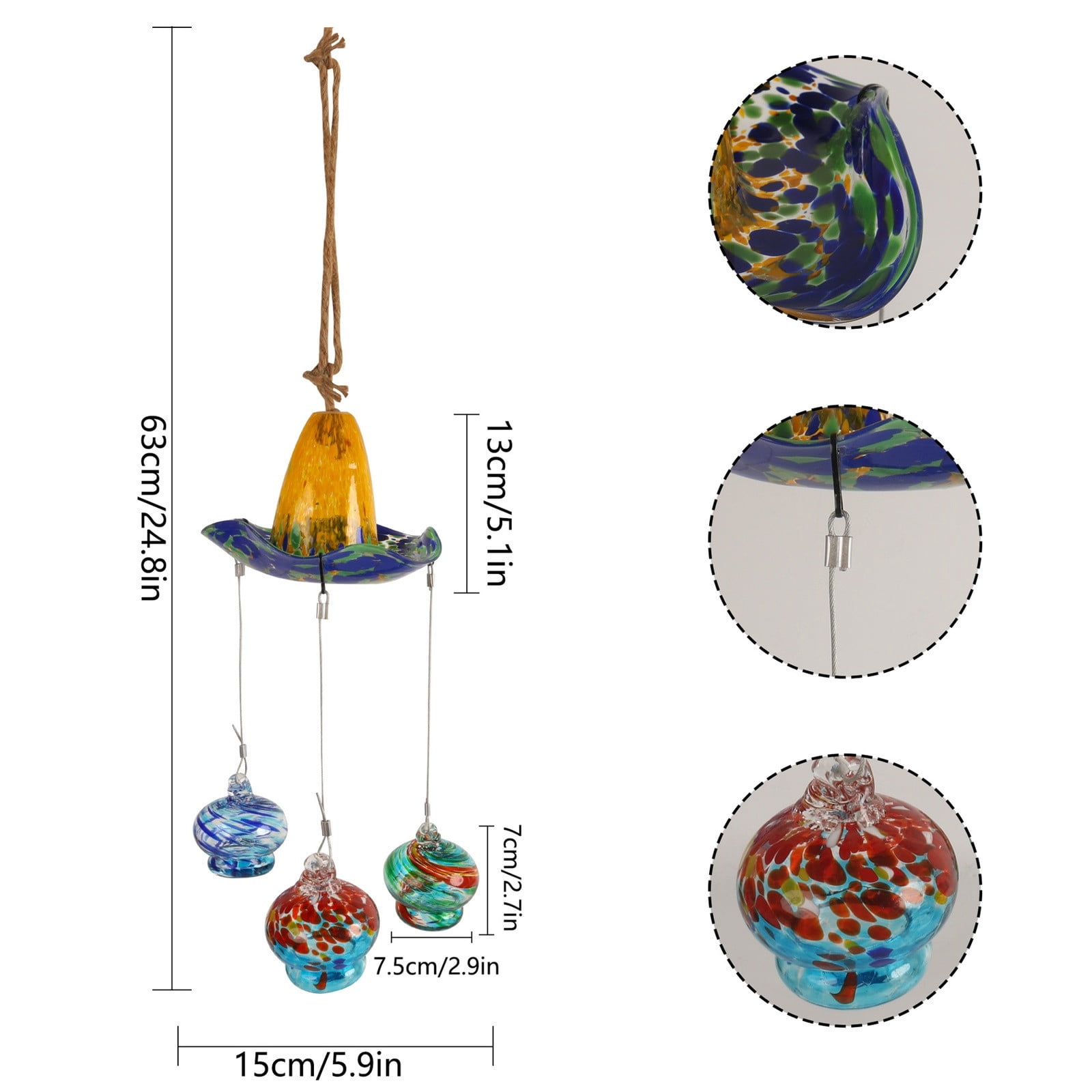 Kugisaki Hanging Bird Bath with 3 Pack Glass Hanging Hummingbird Feeders for Outdoors Glass Humming Bird Feeders Garden Decor for Outside
