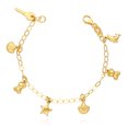 thumbnail image 1 of Kid’s Gold Over Silver Dolphin Key Bear Star Seashell Engrave ID Bar Bracelet 6", 1 of 6