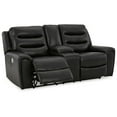 thumbnail image 5 of Signature Design by Ashley Warlin Faux Leather Power Reclining Loveseat in Black, 5 of 7