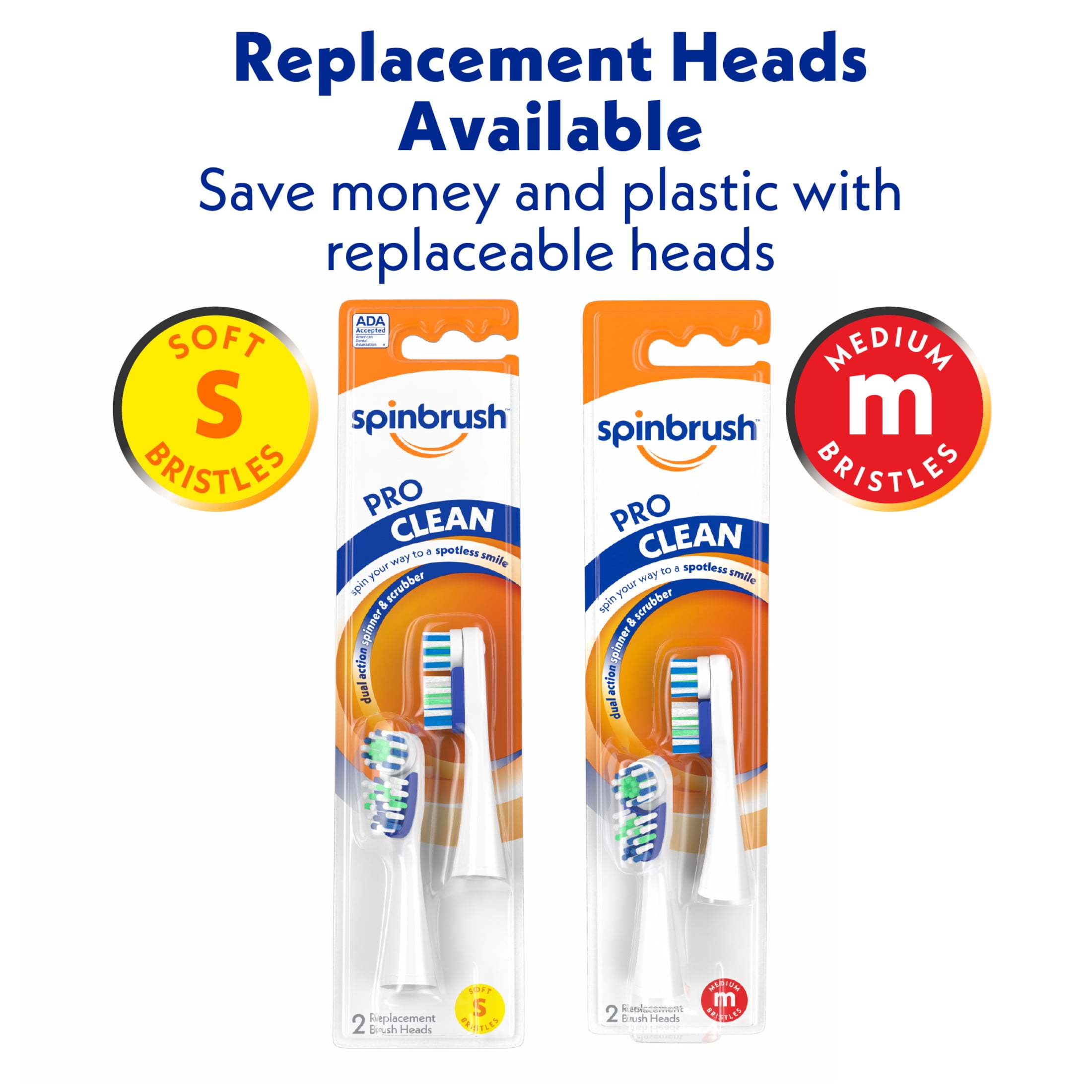 Spinbrush PRO CLEAN Battery Powered Toothbrush for Adults, Soft Bristles, Color May Vary