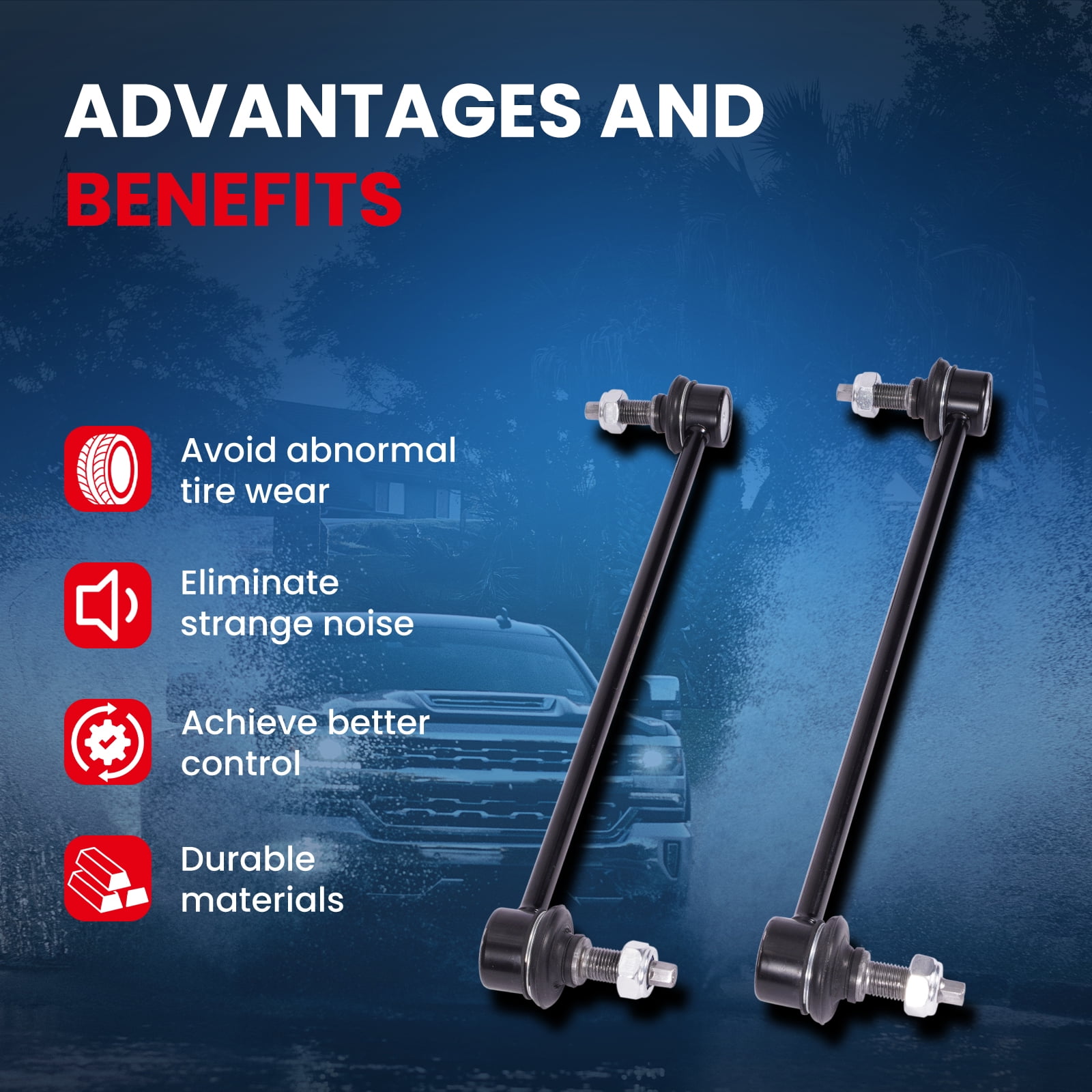 MOCA AUTOPARTS 2 Pcs Front Sway Bar Link Kit Fit for 96-10 Chrysler Town & Country V6 3.3L & 11-18 Dodge Grand Caravan V6 3.6L