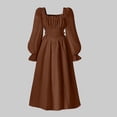 thumbnail image 5 of Ovbmpzd Formal Big Girls Dresses Brown Puff Sleeves Party Dresses A-Line Midi French Dresses,14-15Years, 5 of 6