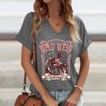 thumbnail image 3 of Wild West Cowgirls Graphic Tees for Women 2026 Summer Casual Short Sleeve V Neck T Shirts, 3 of 5
