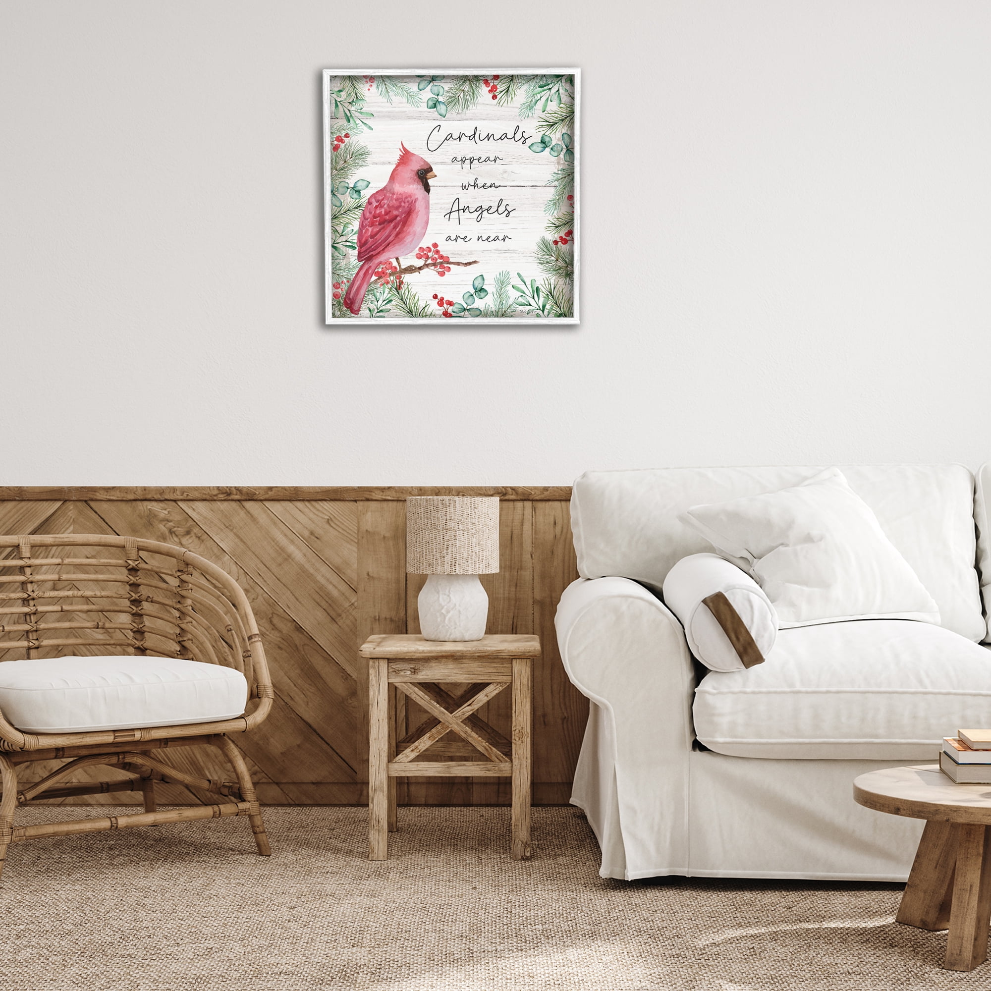 Stupell Industries Cardinals & Angels Phrase Animals & Insects Painting White Framed Art Print Wall Art, 24 x 24