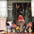 thumbnail image 6 of Mushroom Butterfly Botanical Shower Curtain Set with Hooks, Brown Waterproof Fabric Bathroom Curtains Decor Home Accessories,66 X 72 Inch Long, 6 of 9