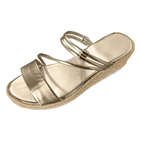 

Water Sandals for Women Ladies Summer Fashion Solid Colour Open Toe Slope Heel Thick Bottom Beach Outside Wear Large Size Sandals Slippers Womens Furry Sandals