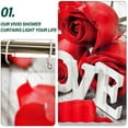 thumbnail image 5 of 4 Pcs Valentines Shower Curtain Sets with Rugs, Non-Slip Rugs, Toilet Lid Cover, Bath Mat, 3D Romantic Red Rose Shower Curtain with 12 Hooks for Bathroom, 5 of 10