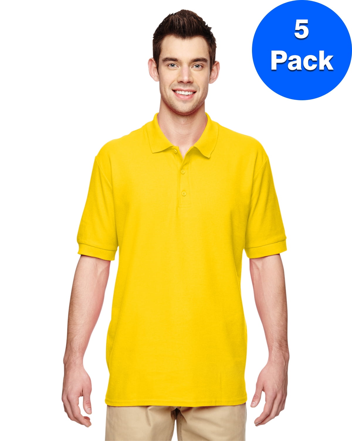 Gildan Mens Premium Cotton Double Piqué Sport Shirt 5 Pack Walmart