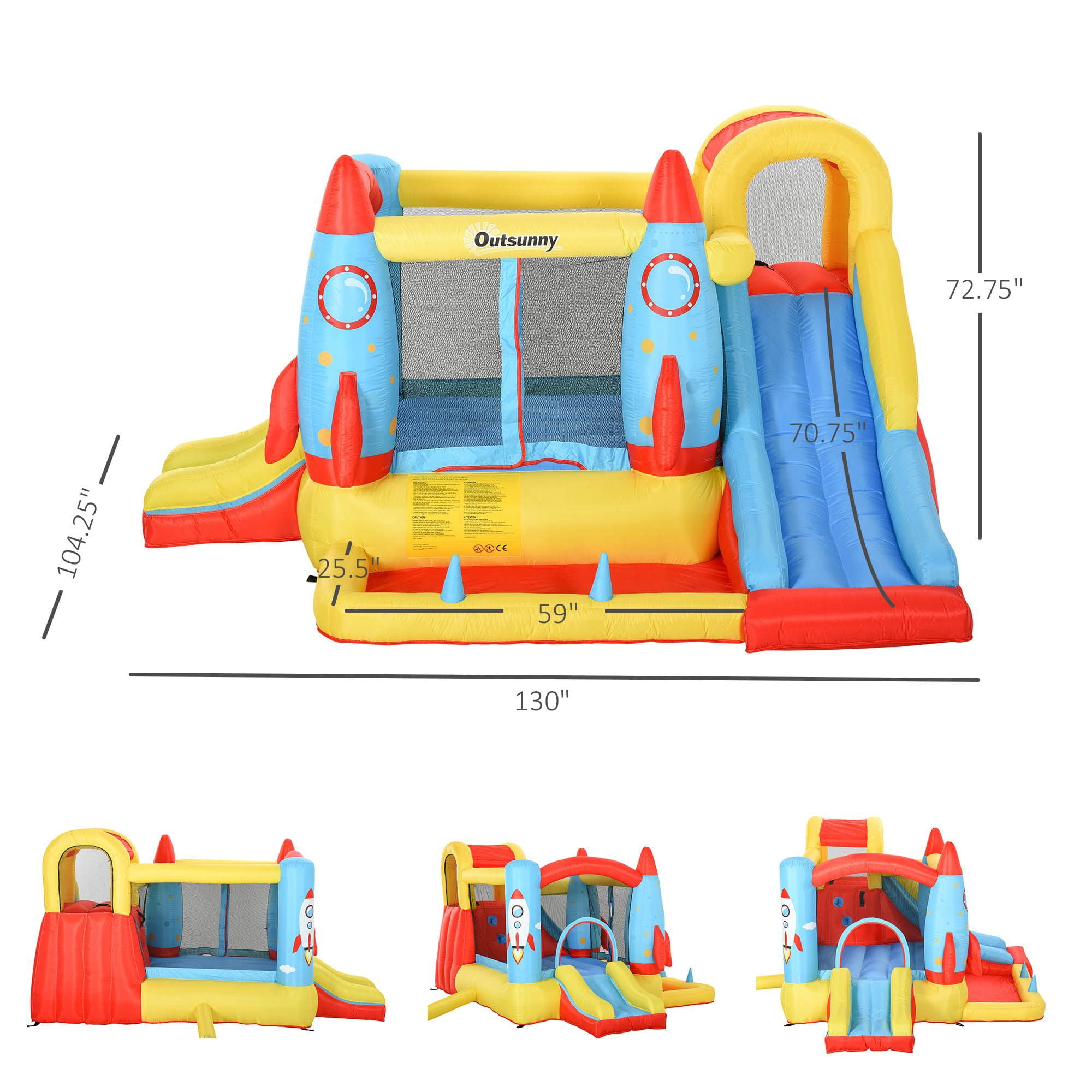 Large Inflatable Bounce House 4-in-1 Bouncy Castle with Dual Slides Climbing Wall Trampoline and Water Pool for Endless Fun