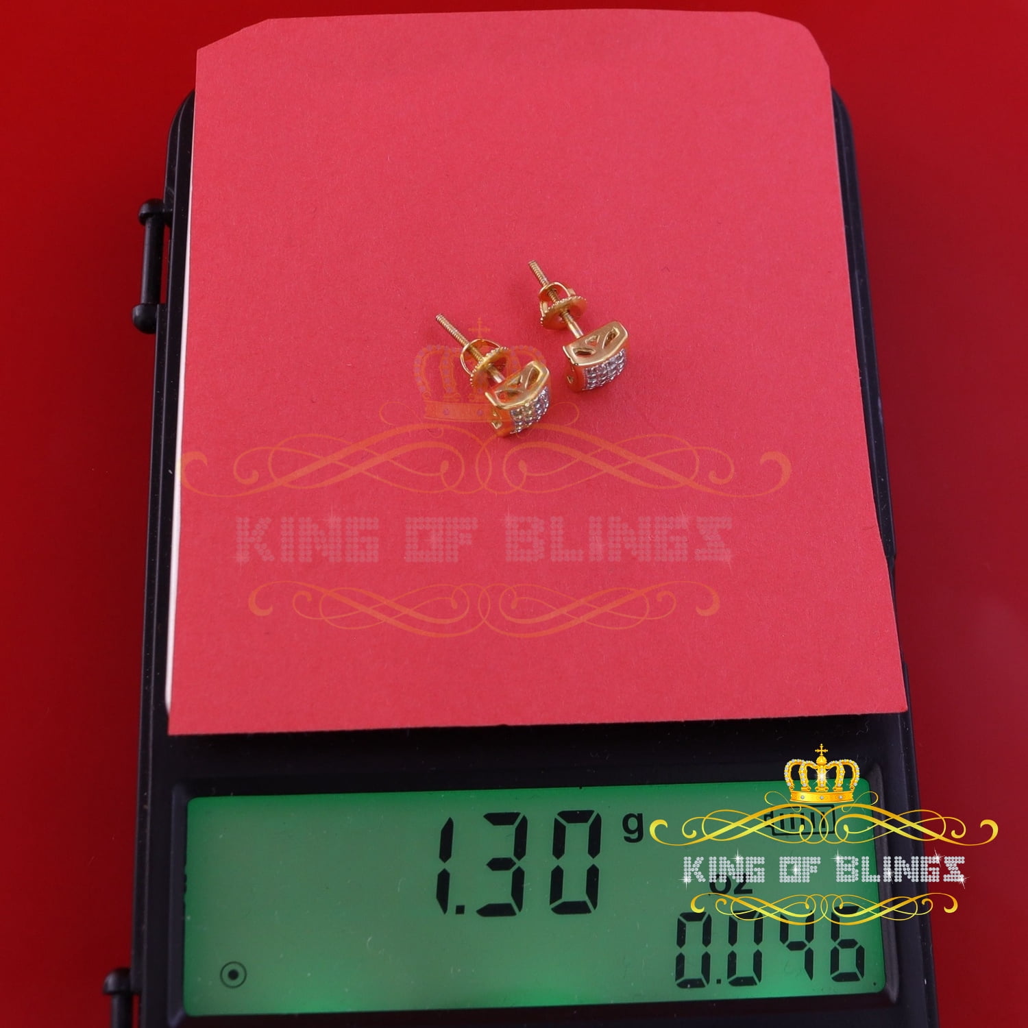 King of Bling's 0.10ct Diamond 925 Sterling Silver Yellow For Men's & Women's Stud Kite Earrings