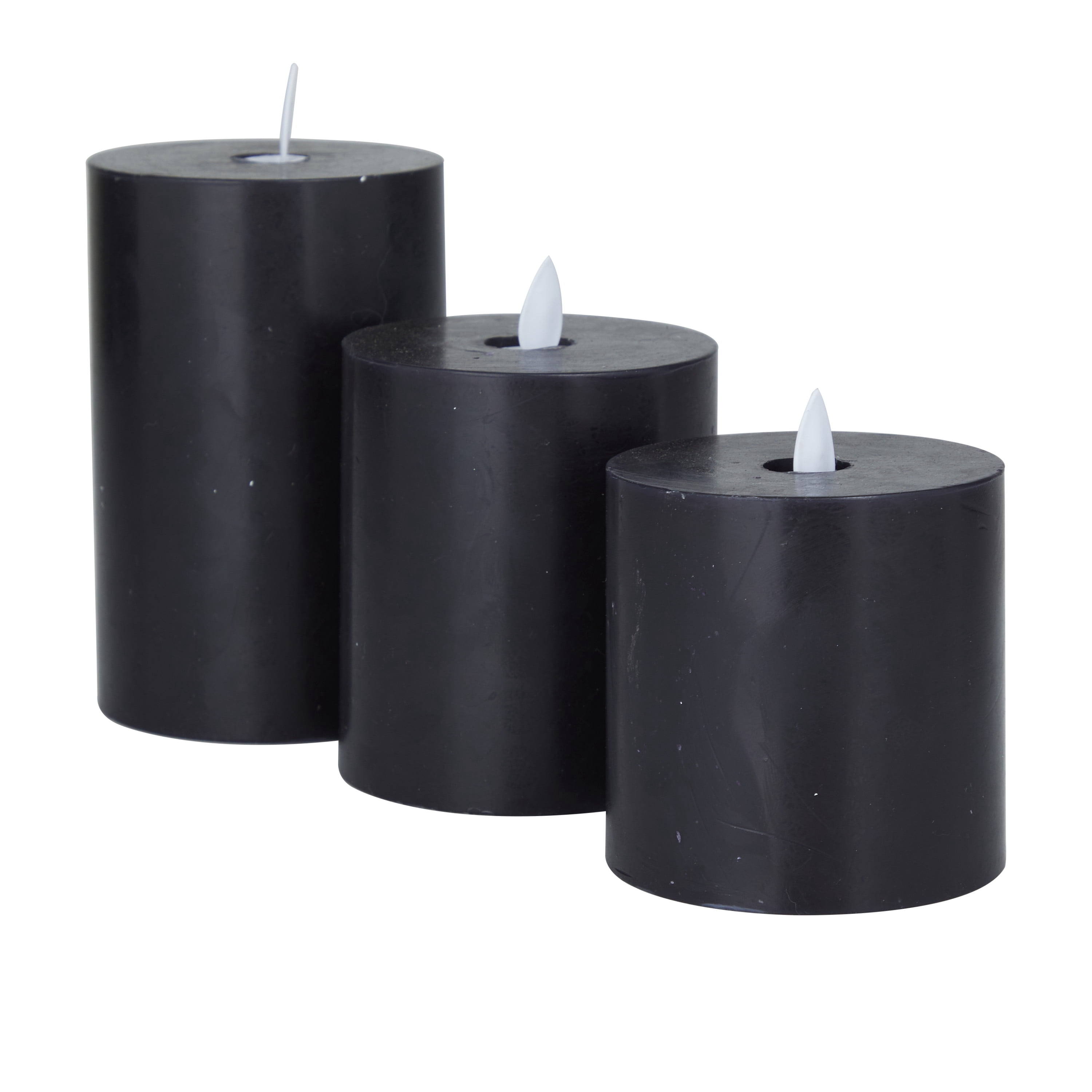DecMode 4", 5", 3"H Unscented Wax  Flameless Candle with Remote Control (Set of 3)