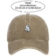 thumbnail image 3 of Byfri Khaki Halloween Ghost Embroidered Baseball Hat 56-62cm Adjustable Washed Cotton Dad Cap, 3 of 7