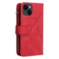 thumbnail image 4 of Allytech Flip Wallet Case for iPhone 15, Vintage PU Leather Folio Stand Shockproof Zipper Pocket 9 Cards Slots Protective Wallet Case Cover for Apple iPhone 15 6.1" - Red, 4 of 13