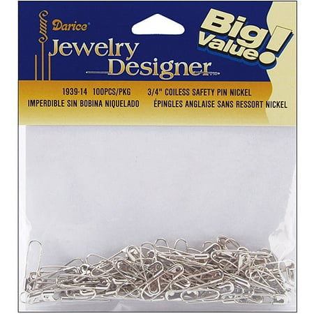 Value Pack Coil-Less Safety Pins: Nickel, 3/4 inches
