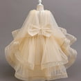 thumbnail image 4 of Hinvhai Girl Sequin Trailing Bow Fluffy Pageant Party Wedding Flower Girl Dress-Toddler formal Dresses Beige 7 Years, 4 of 5
