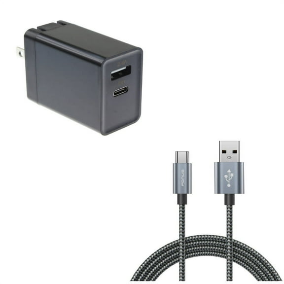 Type-C 6ft USB Cable w 30W Quick Home Charger N7P for Motorola One, Moto Z4 Z3 Play Z2 Play Z Play Droid Force Droid X4 G7 Power Play G6 - Nokia 3.1, 7.1, 8, Plus - OnePlus 5T, 6, 6T, 7 Pro