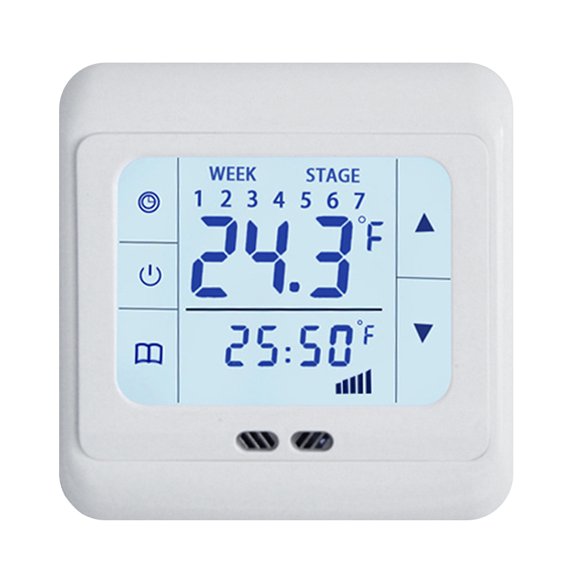 Amdohai Electric Heating Thermostat 0-99 (℃) 16000 (mA) Touch LCD Screen Floor Heating Thermostat Controller 16A Electric Heating Film Heating Cable