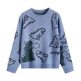 thumbnail image 1 of ITFABS Tricots d'Automne pour Adultes, Imprimé Dinosaure Dessin Animé Col Rond Manches Longues, 1 of 7