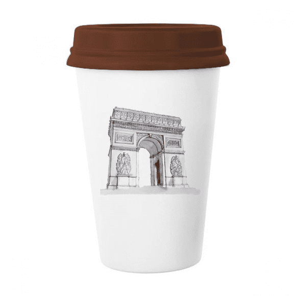 Arc De Triomph in Paris France Mug Coffee Drinking Glass Pottery Cerac Cup Lid