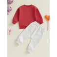 thumbnail image 6 of Baby Toddler Boy Valentine’s Day Outfits 3 6 12 18 24 Months 2T 3T Long Sleeve Sweatshirt + Solid Color Pants Set Toddler Clothes, 6 of 9