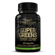 FREZZOR Super Greens Capsules Superfoods, Vegan NON-GMO Raw Green Energy | Fiber | Detox Diet | Revitalize For A Healthier Body & Mind | FREZZOR