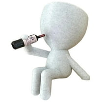 3DCustomPrintsUS - Wine Lovers Gift Idea, Wine Bar Decor, People Planter Wine Bottle, Boho Decor, Shelf Decor, Succulent Planter, Cute Planter Wine O'clock Marble