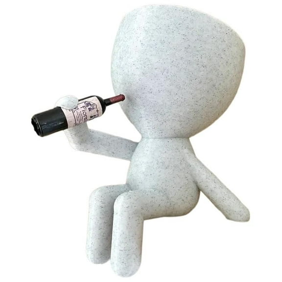 3DCustomPrintsUS - Wine Lovers Gift Idea, Wine Bar Decor, People Planter Wine Bottle, Boho Decor, Shelf Decor, Succulent Planter, Cute Planter Wine O'clock Marble