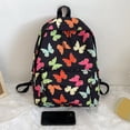 thumbnail image 3 of Mochila De Mujer Con Estampado De Mariposas Mochilas Escolares De Gran Capacidad Para Niñas (Negro), 3 of 9