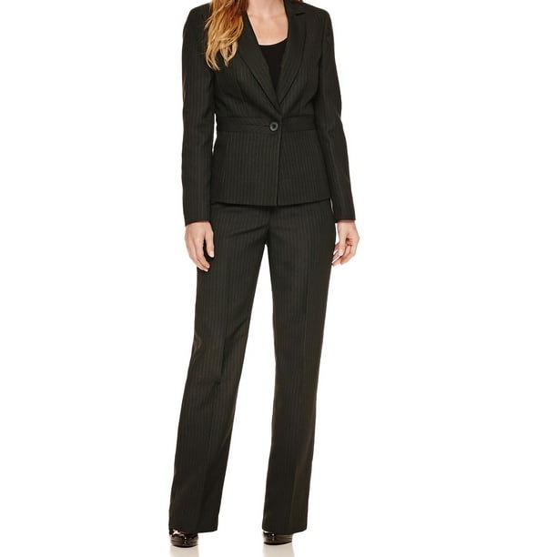 Le Suit NEW Black Womens Size 16 SinglePant Pinstriped Pant Suit