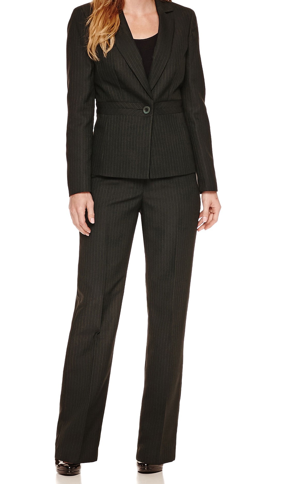 Le Suit NEW Black Womens Size 16 Single Pant Pinstriped Pant Suit 