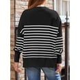 thumbnail image 4 of ORUYROP Women's Crewneck Batwing Long Sleeve Sweater 2023 Fall Oversized Ribbed Knit Side Slit Pullover Top, 4 of 6