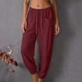 thumbnail image 2 of Rhuody Women'S Pants Wide Leg Relax Fit High Waist Solid Color Trousers Elegant Bottoms 2Xl Wine, 2 of 8