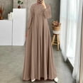 thumbnail image 2 of ZANZEA Women O-Neck Full Sleeve Lace Patchwork Loose Swing Long Dress Muslim Abaya Kaftan Dresses, 2 of 3