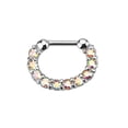 thumbnail image 2 of 16ga Septum Clicker Cartilage, Rook, Daith Single Line Paved Gem 316L Steel, 2 of 6