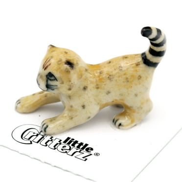 Little Critterz Cheetah Cub Streak Hand-painted - Home Decor Animal Decorative Figurine Birthday Gift - Miniature Porcelain Figurine