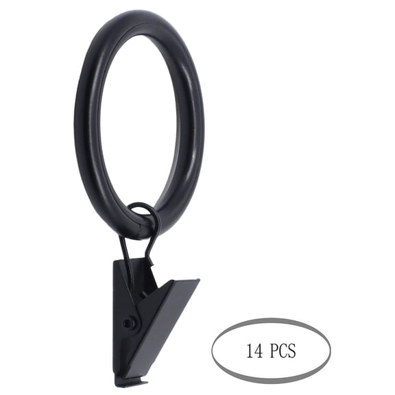 Meriville Drapery Curtain Rings with Clip - 1.5-Inch Inner Diameter with insert Black - Set of 14